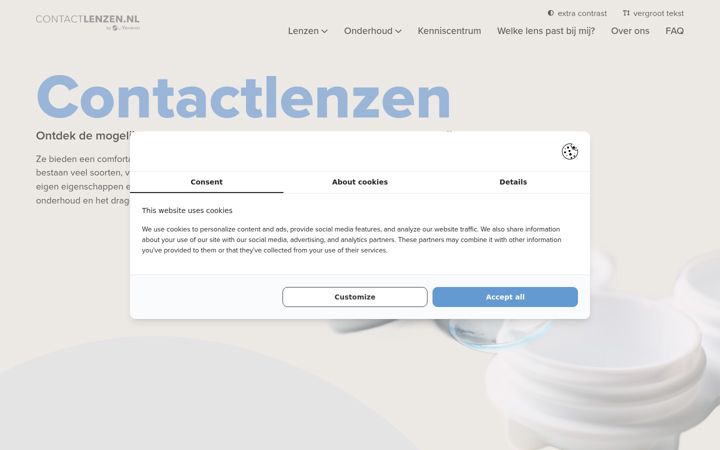 Screenshot of contactlenzen.nl