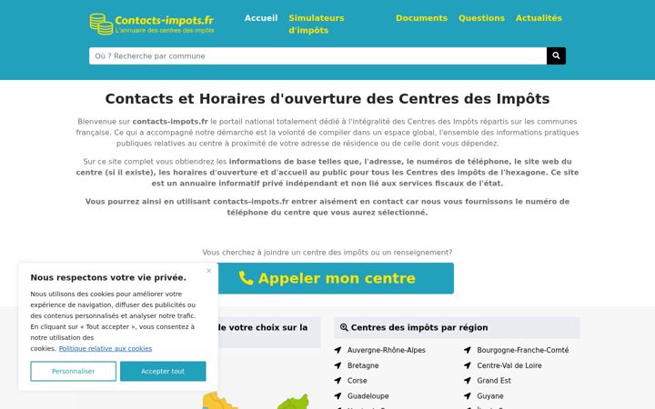 Screenshot of contacts-impots.fr