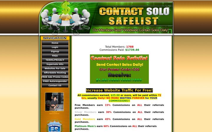 Screenshot of contactsolosafelist.com