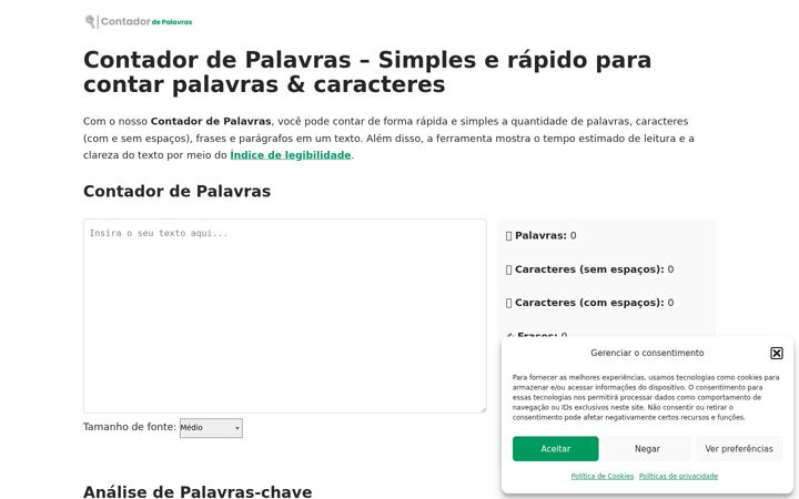 Screenshot of contador-de-palavras.com