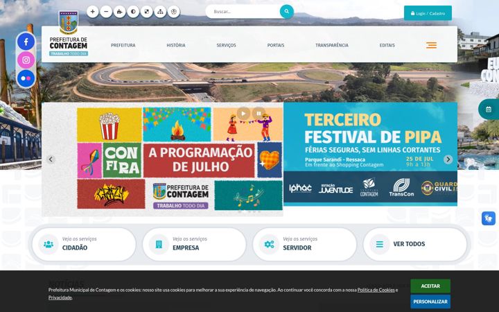 Screenshot of contagem.mg.gov.br