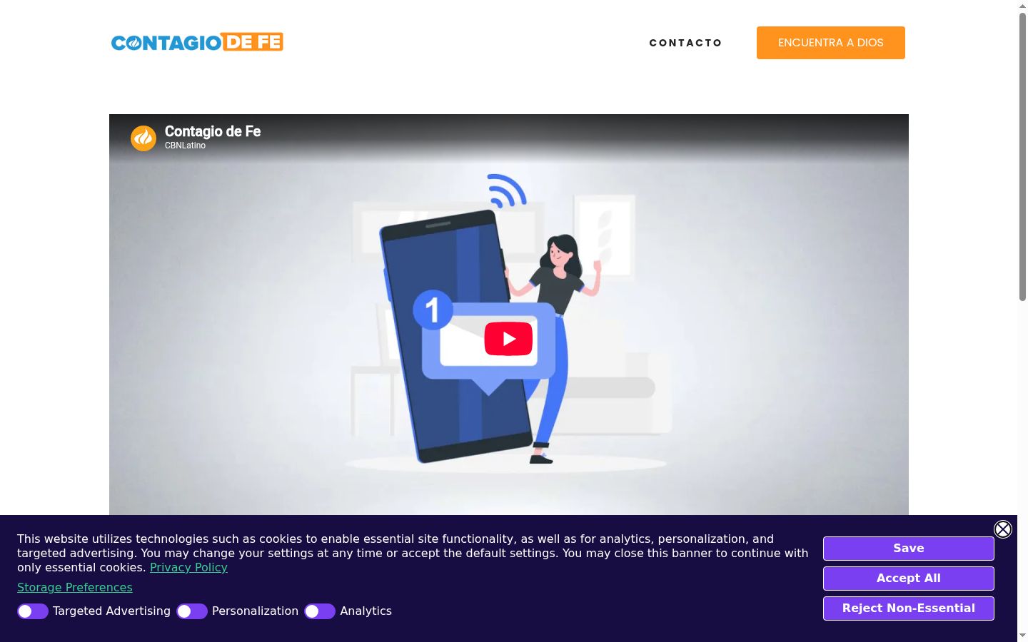 Screenshot del banner di consenso mostrato prima di qualsiasi interazione