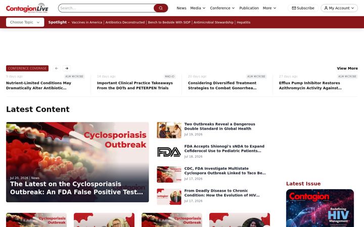 Screenshot of contagionlive.com