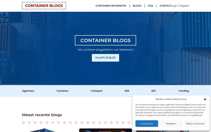 Screenshot van containerblogs.nl