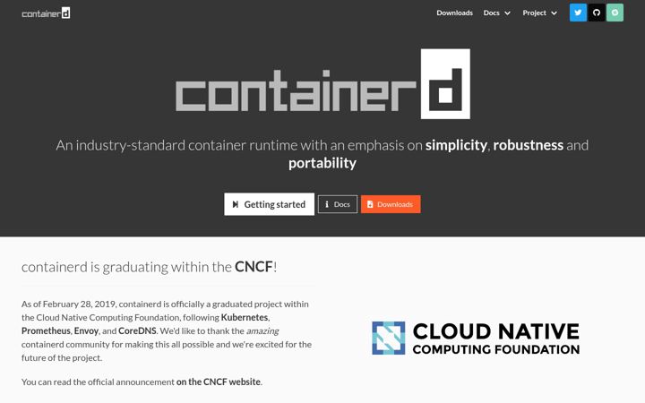 Screenshot van containerd.io
