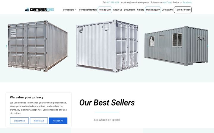 Snímek obrazovky containerking.co.za