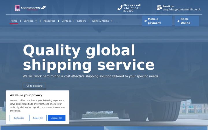 Screenshot of containerlift.co.uk
