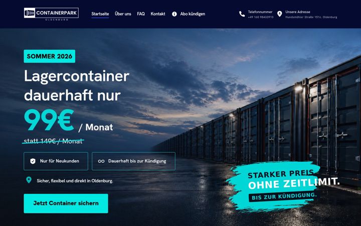 Screenshot of containerpark-oldenburg.de