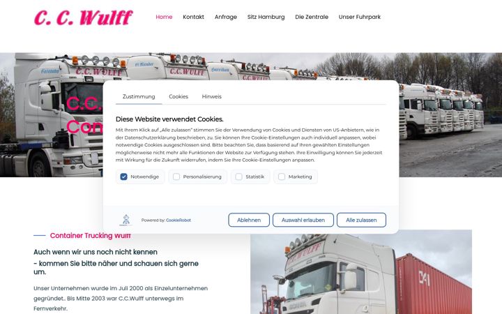 Screenshot of containertrucking-wulff.de
