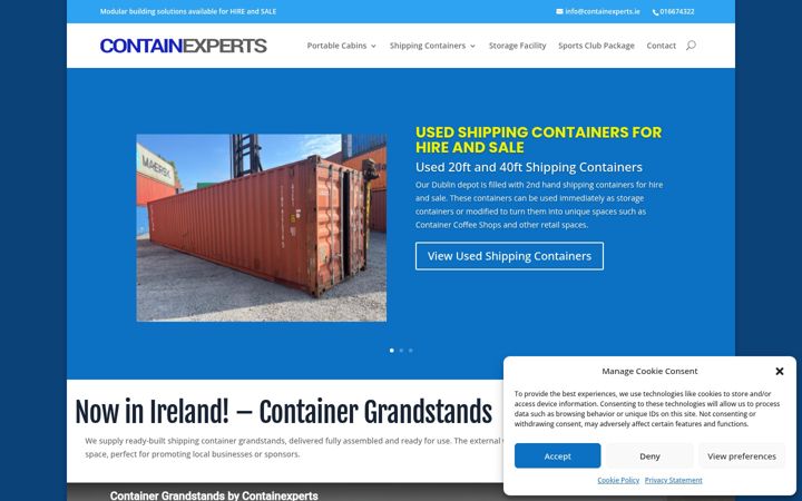 Skærmbillede af containexperts.ie