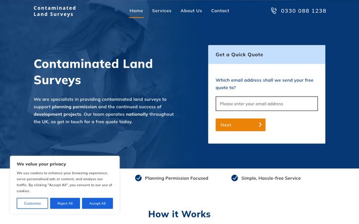 Screenshot of contaminatedlandsurveys.com
