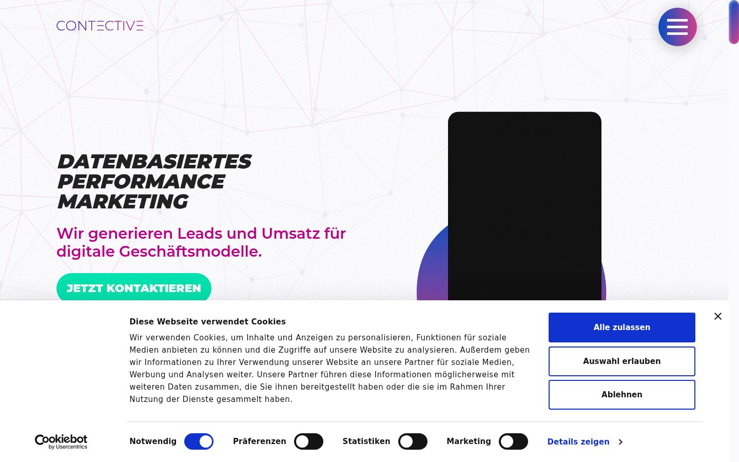 Screenshot of the consent banner shown before any interaction