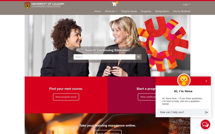 Screenshot of conted.ucalgary.ca