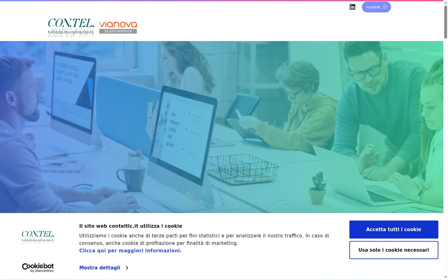 Screenshot del banner di consenso mostrato prima di qualsiasi interazione