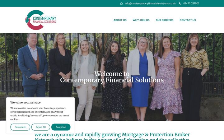 Ekrānuzņēmums no contemporaryfinancialsolutions.co.uk