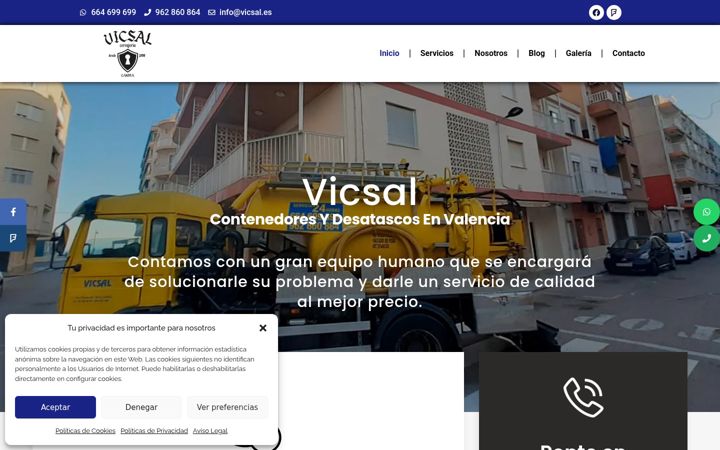 Screenshot of contenedoresydesatascosvicsal.es