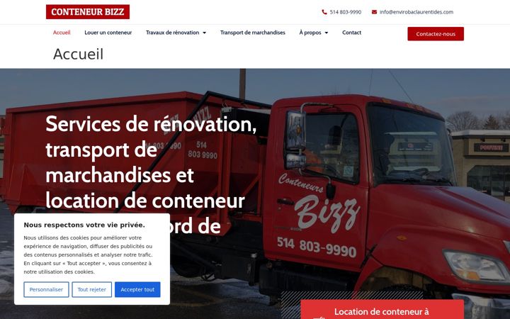 Screenshot of conteneurbizz.ca