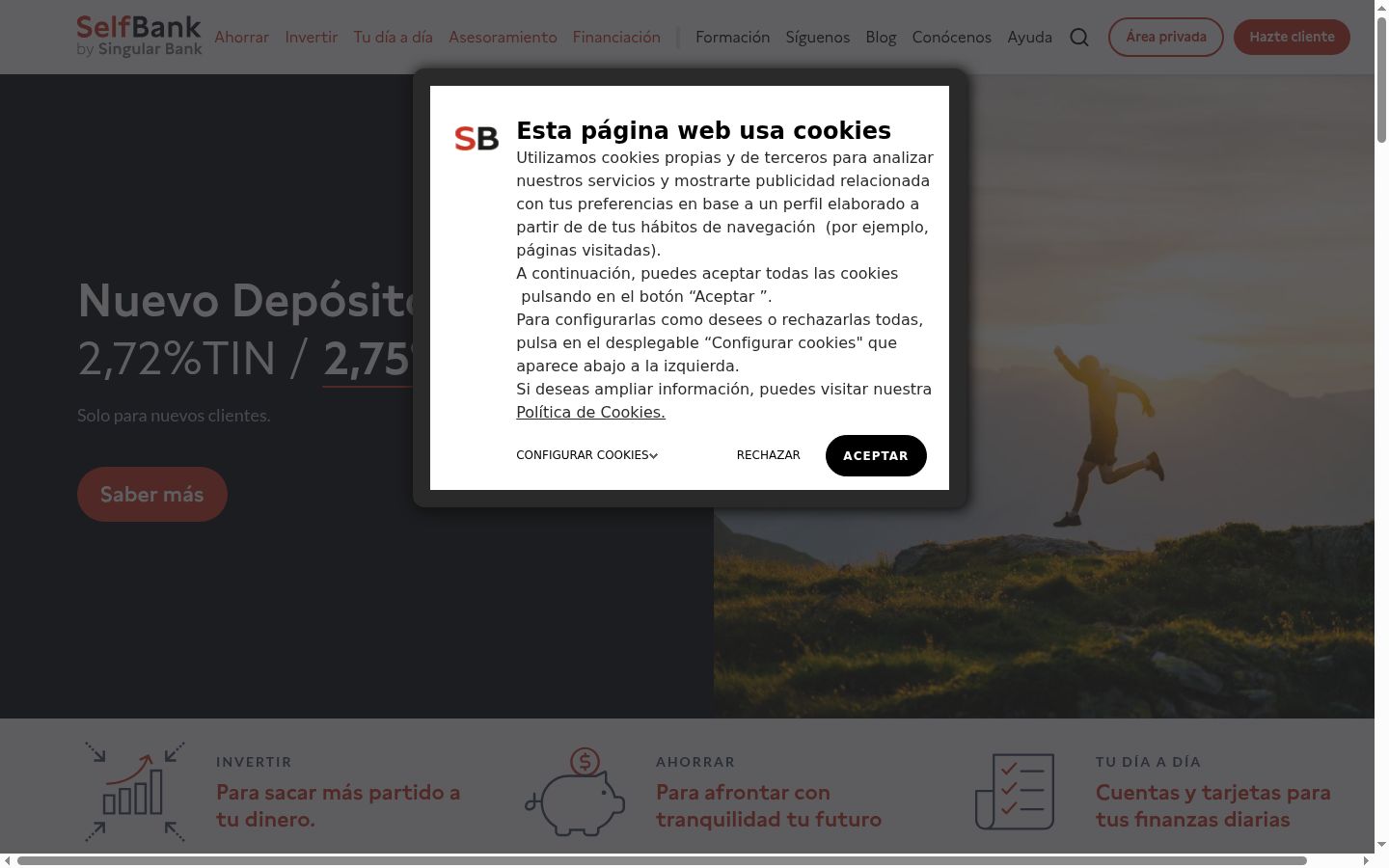 Screenshot del banner di consenso mostrato prima di qualsiasi interazione
