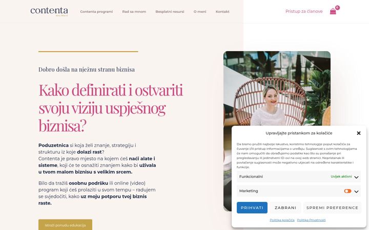 Screenshot van contenta.hr