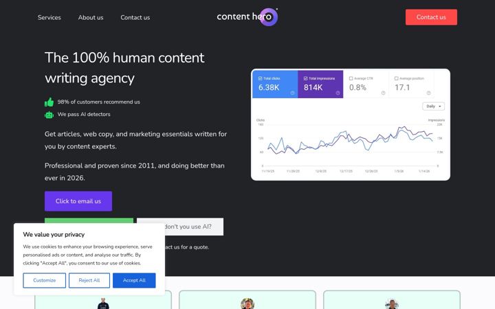 Screenshot of contenthero.co.uk