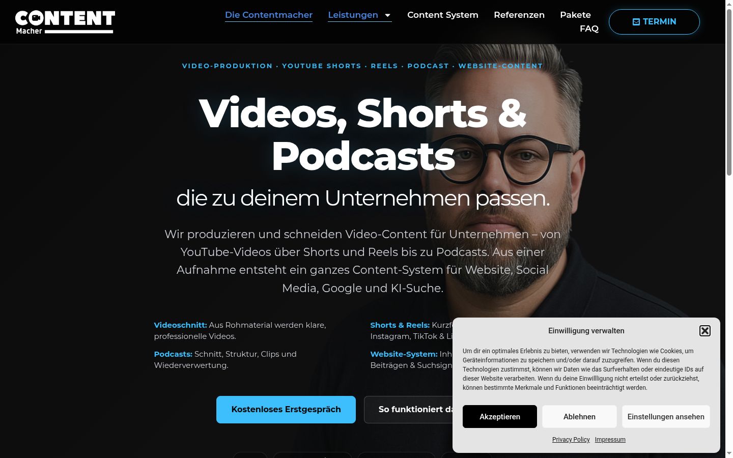 Screenshot del banner di consenso mostrato prima di qualsiasi interazione