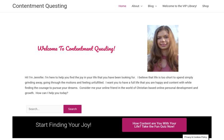 Screenshot of contentmentquesting.com
