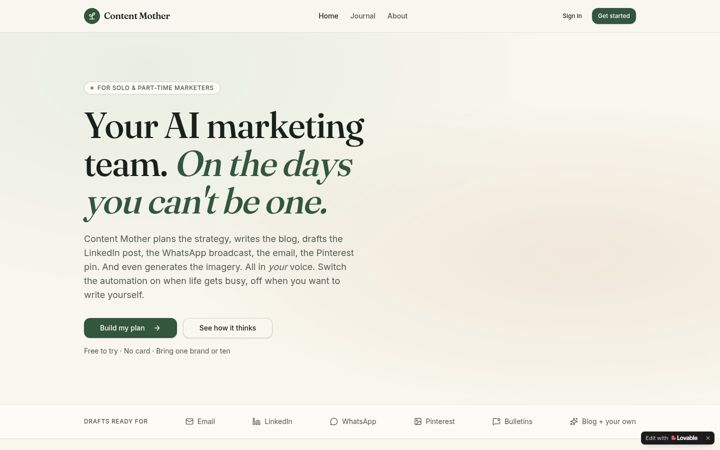 Screenshot of contentmother.com