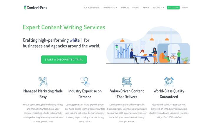 Екранна снимка на contentpros.io
