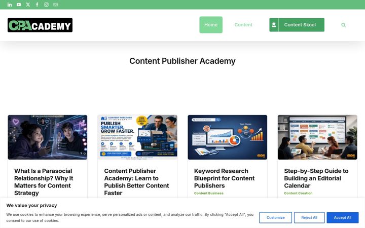 Screenshot of contentpublisheracademy.com