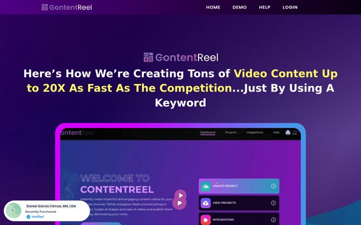 Екранна снимка на contentreel.io