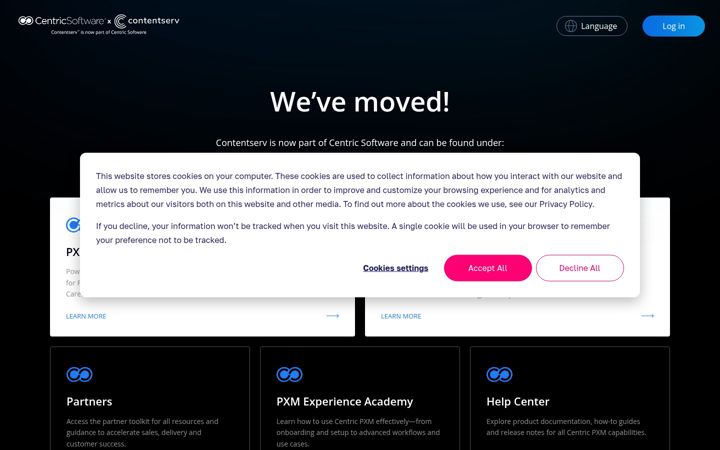 Screenshot of contentserv.com