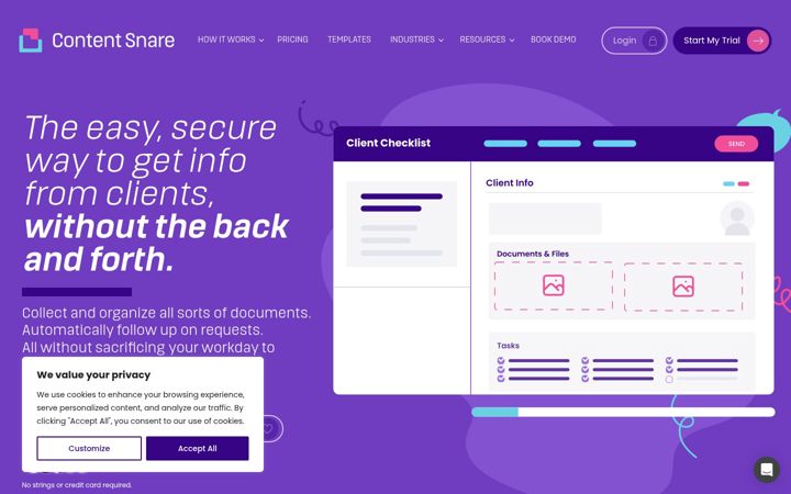 Screenshot of contentsnare.com