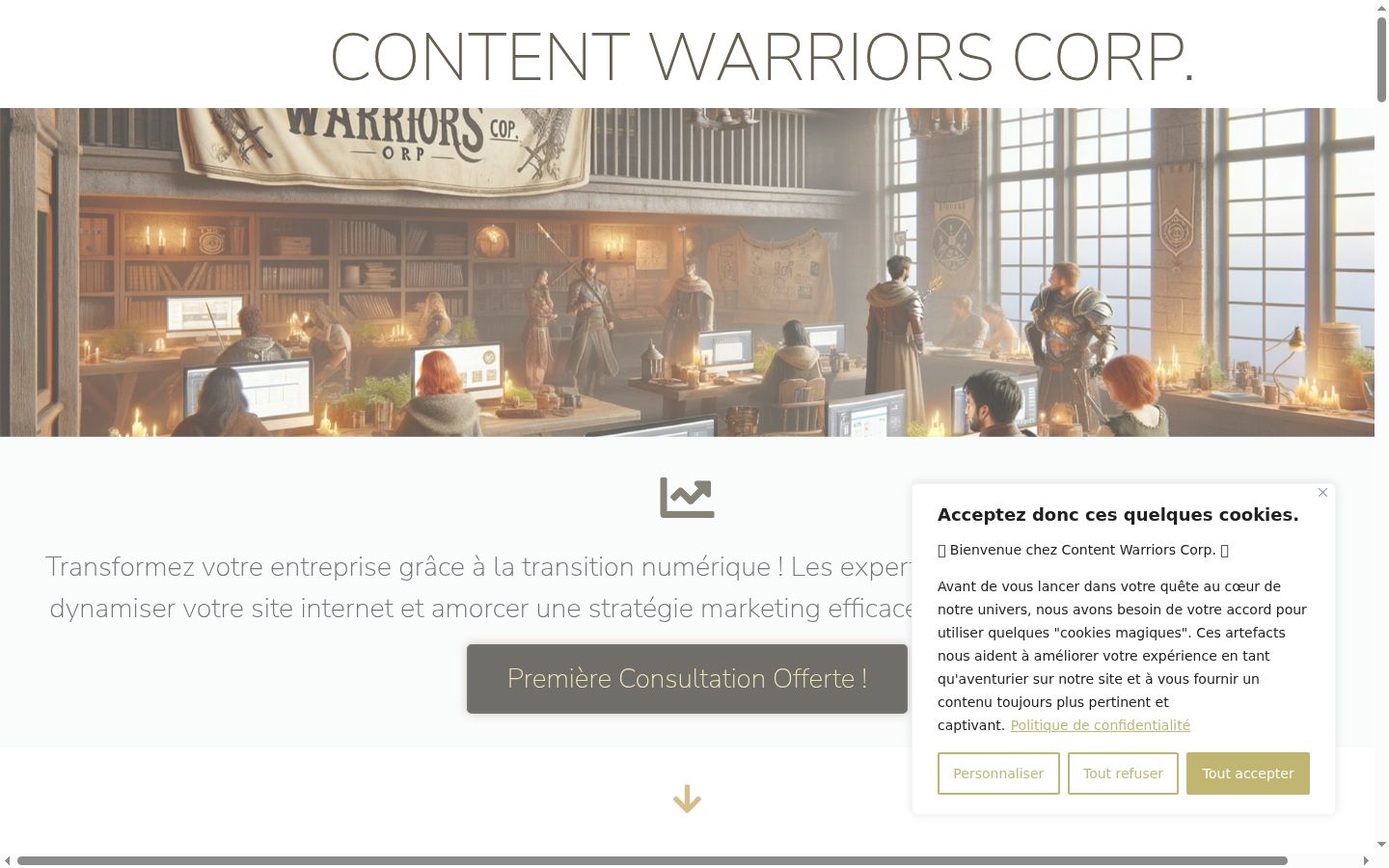 Screenshot of the consent banner shown before any interaction