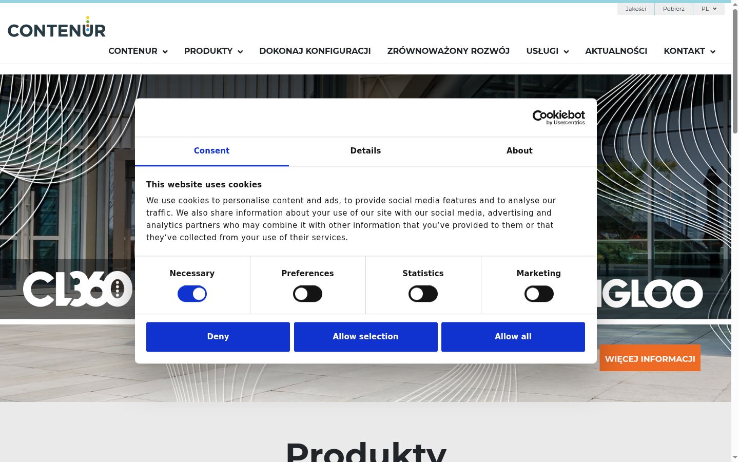 Screenshot del banner di consenso mostrato prima di qualsiasi interazione