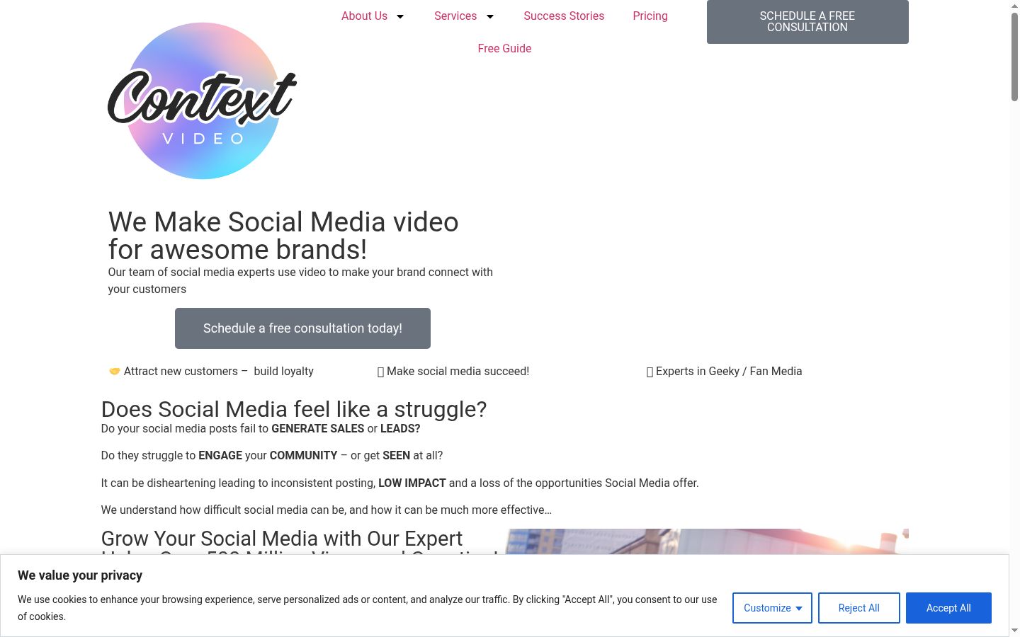 Screenshot of the consent banner shown before any interaction