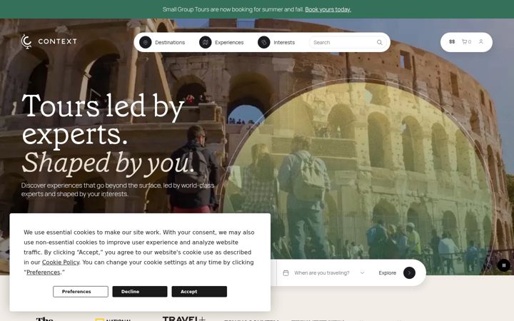 Екранна снимка на contexttravel.com