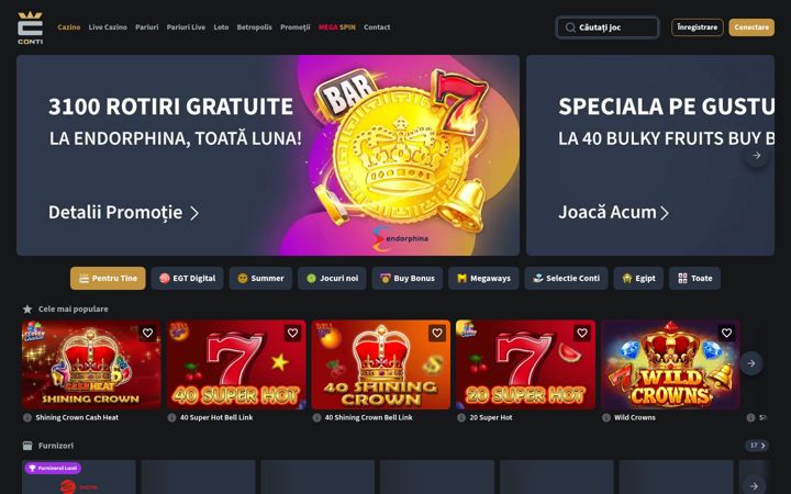 Screenshot van conticazino.ro
