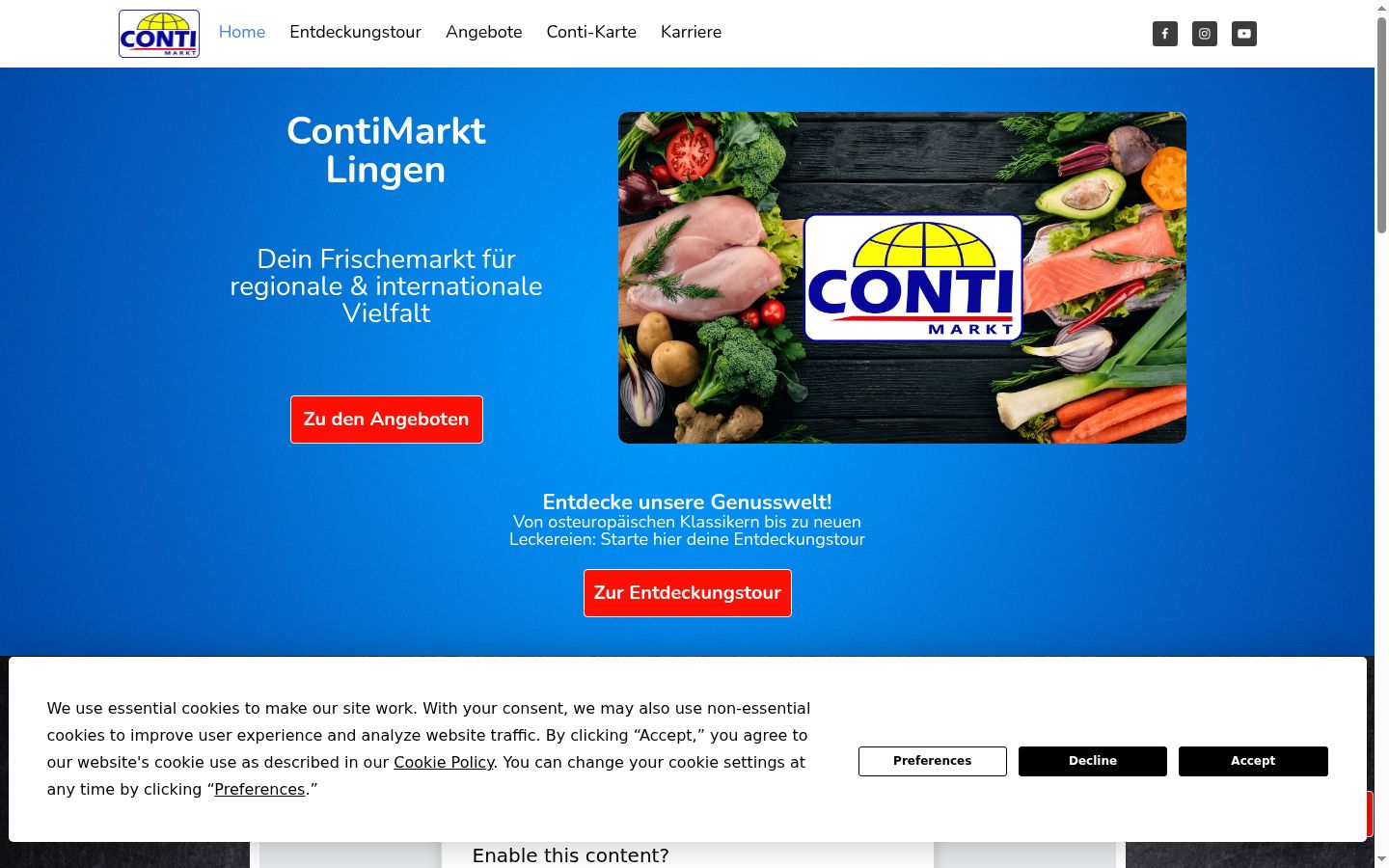 Screenshot des Einwilligungsbanners vor jeglicher Interaktion