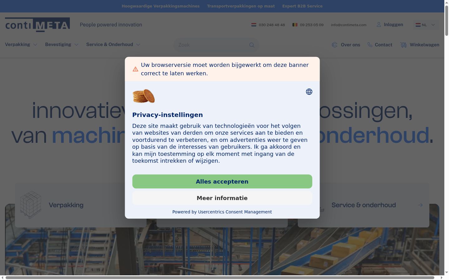 Capture d'écran de la bannière de consentement affichée avant toute interaction