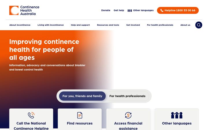 Capture d'écran de continence.org.au