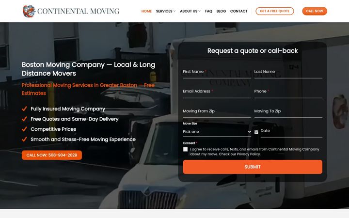 Screenshot of continental-moving.com
