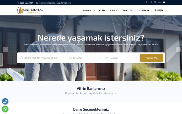 Skärmbild av continentalgayrimenkul.com.tr