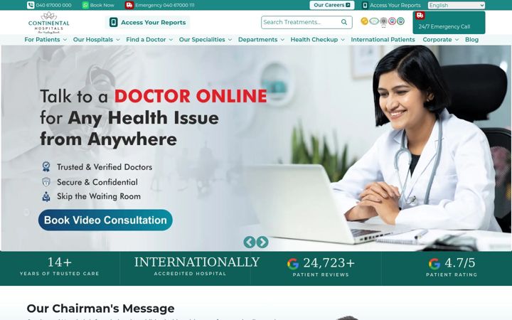 Screenshot of continentalhospitals.com