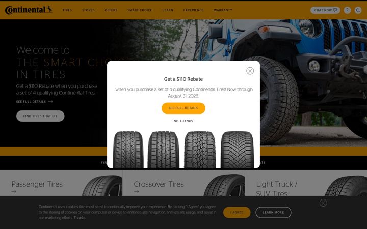 Zrzut ekranu continentaltire.com