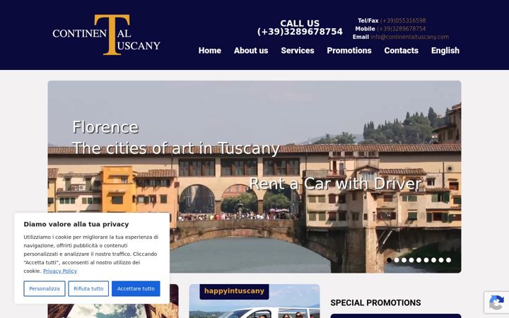 Screenshot of continentaltuscany.com