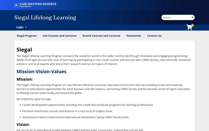 Screenshot of continuededucation.case.edu
