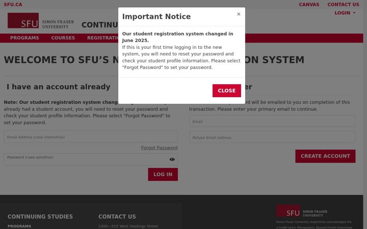 Screenshot of continuing-education.sfu.ca