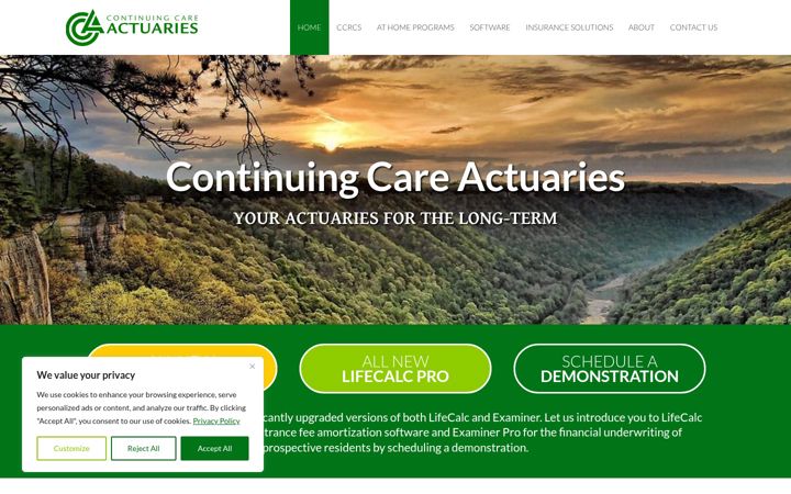 Screenshot of continuingcareactuaries.com
