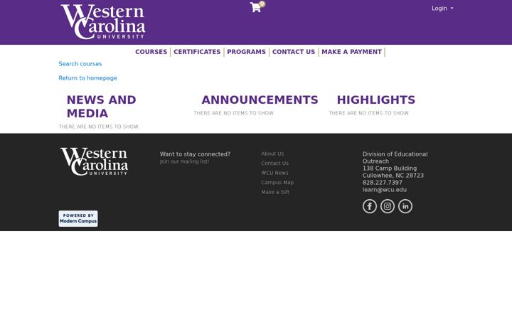 Screenshot of continuinged.wcu.edu