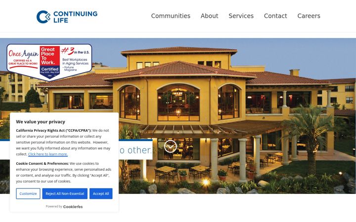 Screenshot of continuinglife.com